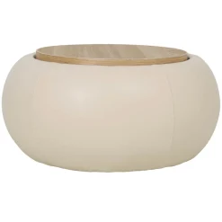 DÉJA Salontafel Draby Beige/Naturel Rond met Opbergruimte 73cm