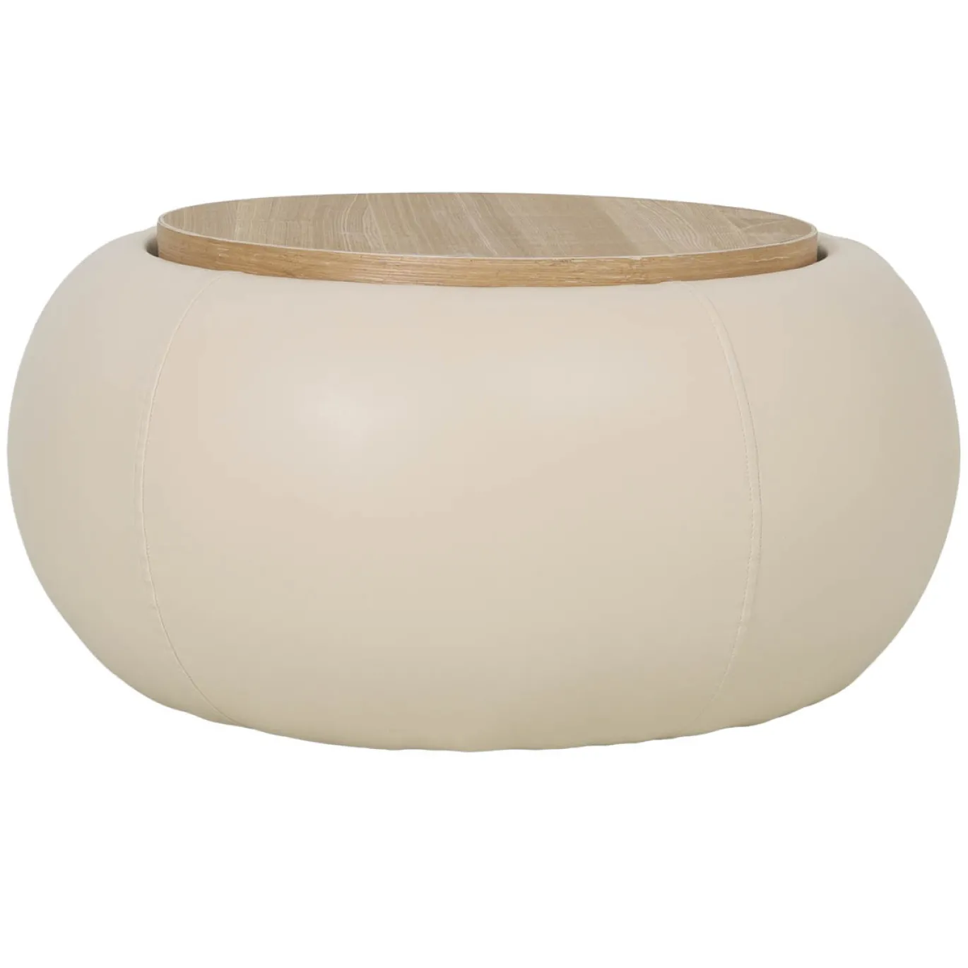 DÉJA Salontafel Draby Beige/Naturel Rond met Opbergruimte 73cm
