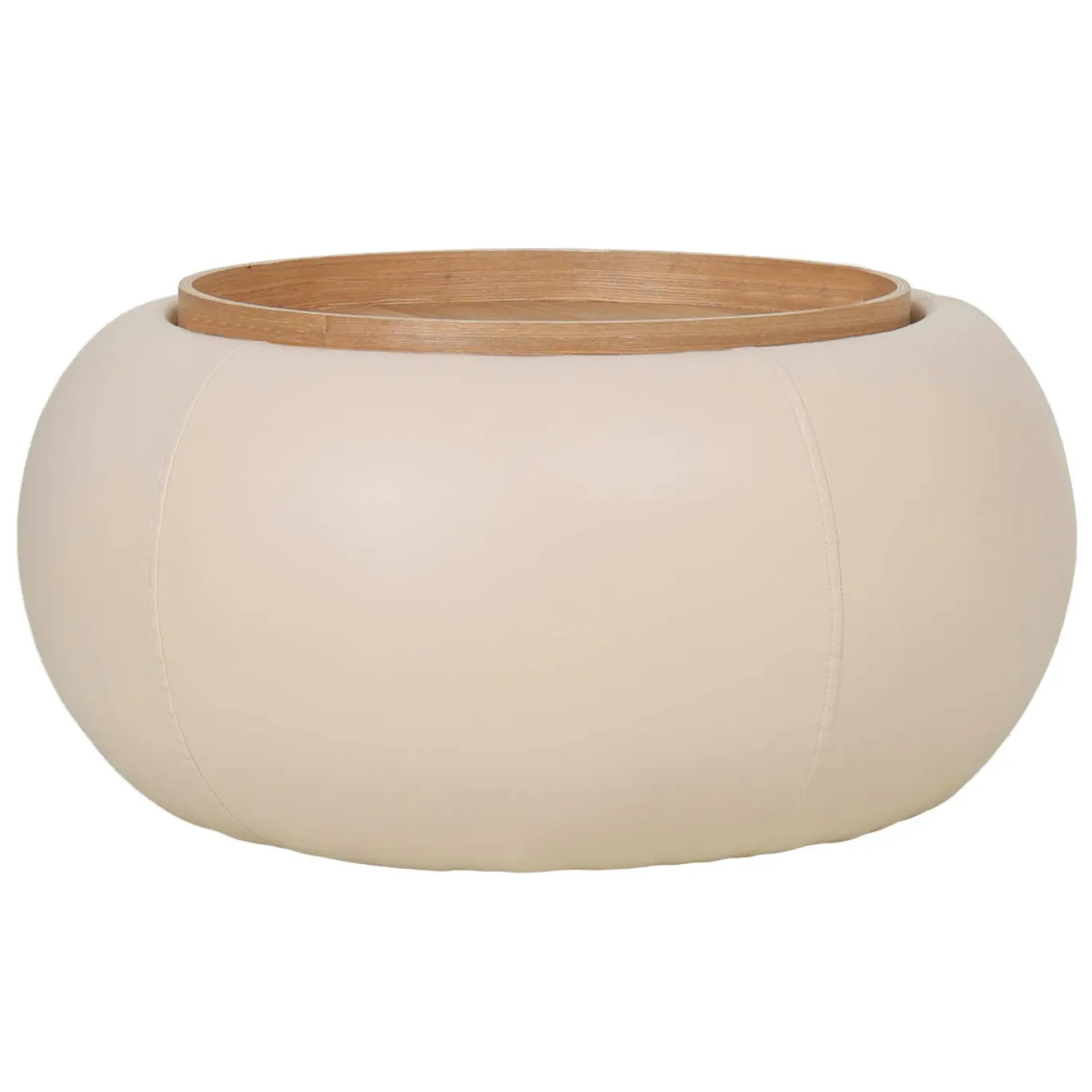 DÉJA Salontafel Draby Beige/Naturel Rond met Opbergruimte 73cm