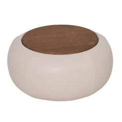 DÉJA Salontafel Draby Beige/Walnoot Rond met Opbergruimte 73cm