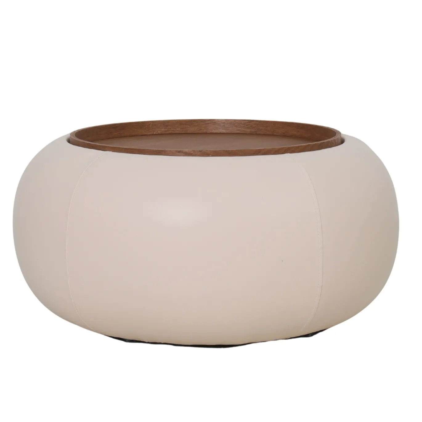DÉJA Salontafel Draby Beige/Walnoot Rond met Opbergruimte 73cm