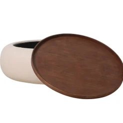 DÉJA Salontafel Draby Beige/Walnoot Rond met Opbergruimte 102cm