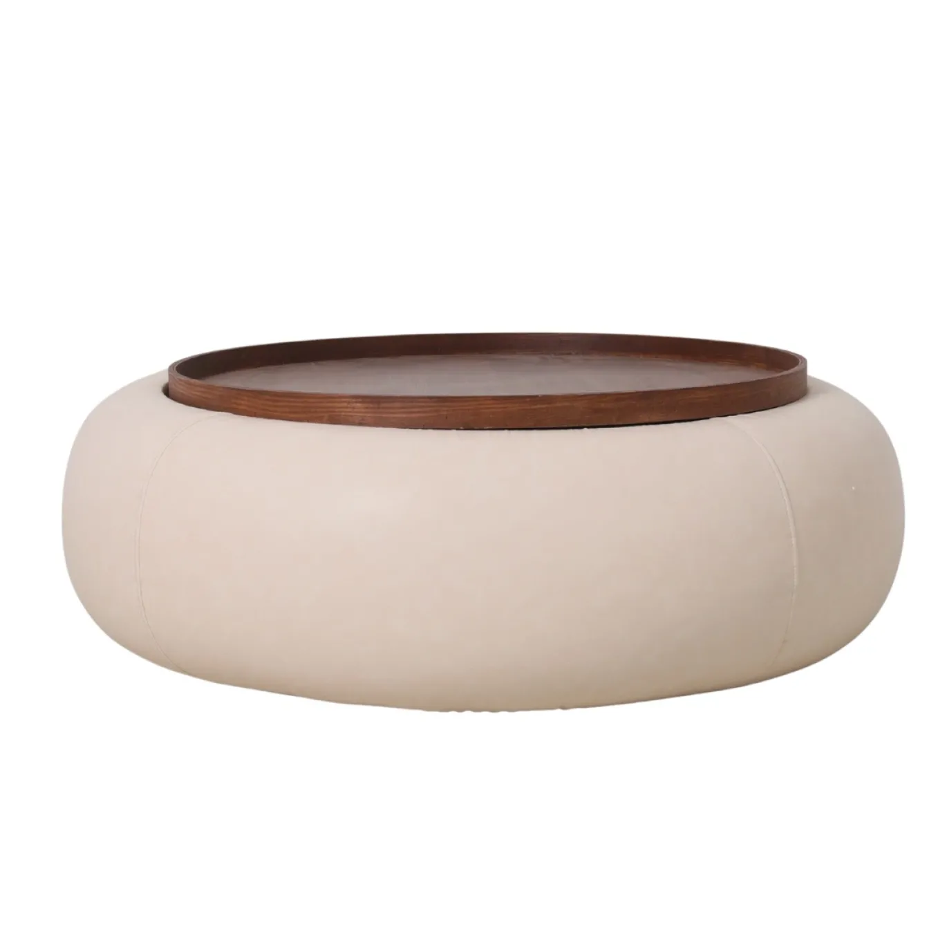DÉJA Salontafel Draby Beige/Walnoot Rond met Opbergruimte 102cm