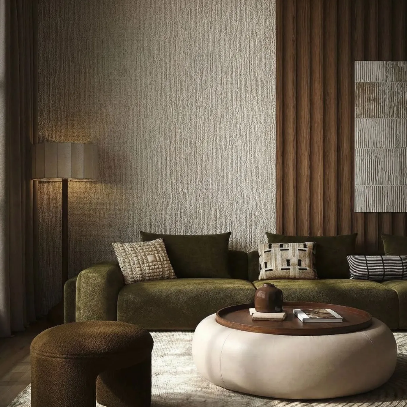 DÉJA Salontafel Draby Beige/Walnoot Rond met Opbergruimte 102cm