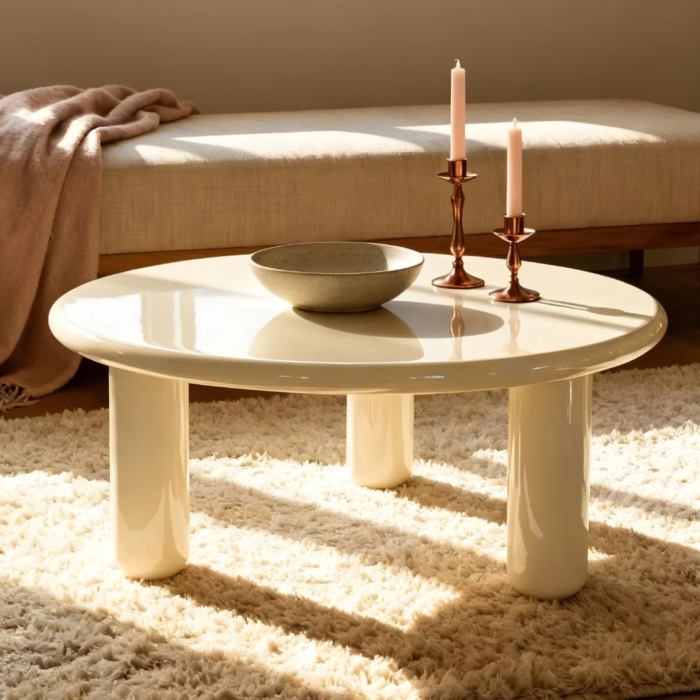 DÉJA Salontafel Jelsa Glossy Crème Rond 90cm
