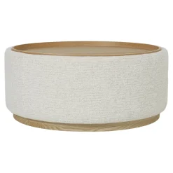 DÉJA Salontafel Marcia Beige/Naturel Rond met Opbergruimte 83cm