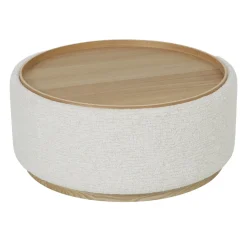 DÉJA Salontafel Marcia Beige/Naturel Rond met Opbergruimte 83cm