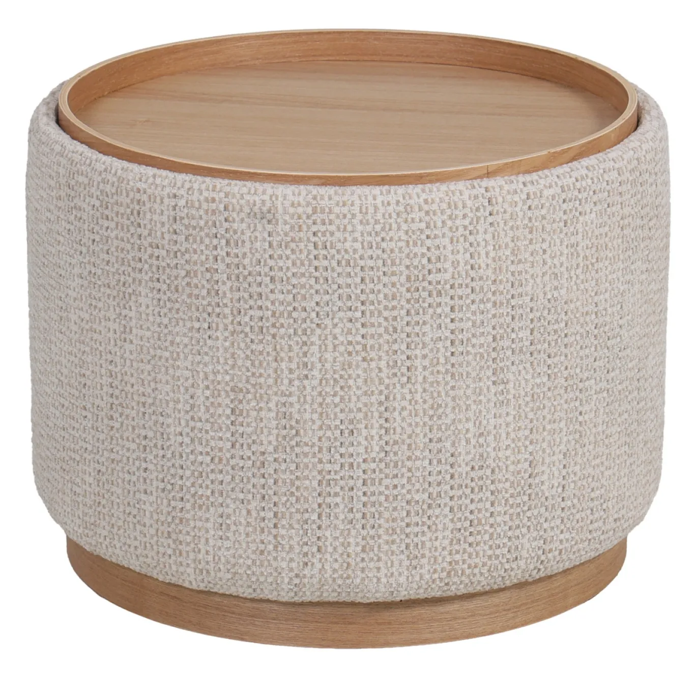 DÉJA Salontafel Marcia Beige/Naturel Chenille Rond met Opbergruimte 55cm