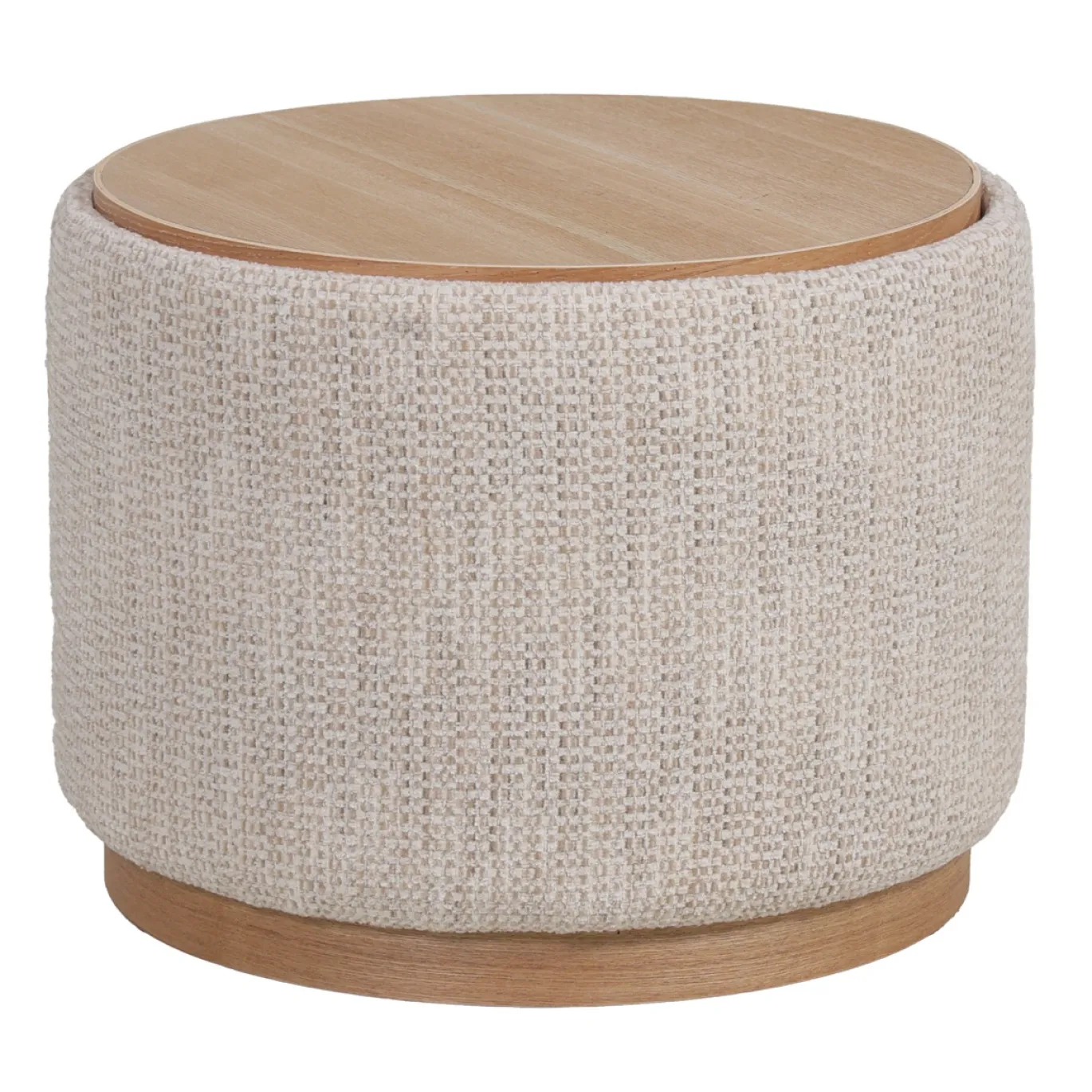 DÉJA Salontafel Marcia Beige/Naturel Chenille Rond met Opbergruimte 55cm