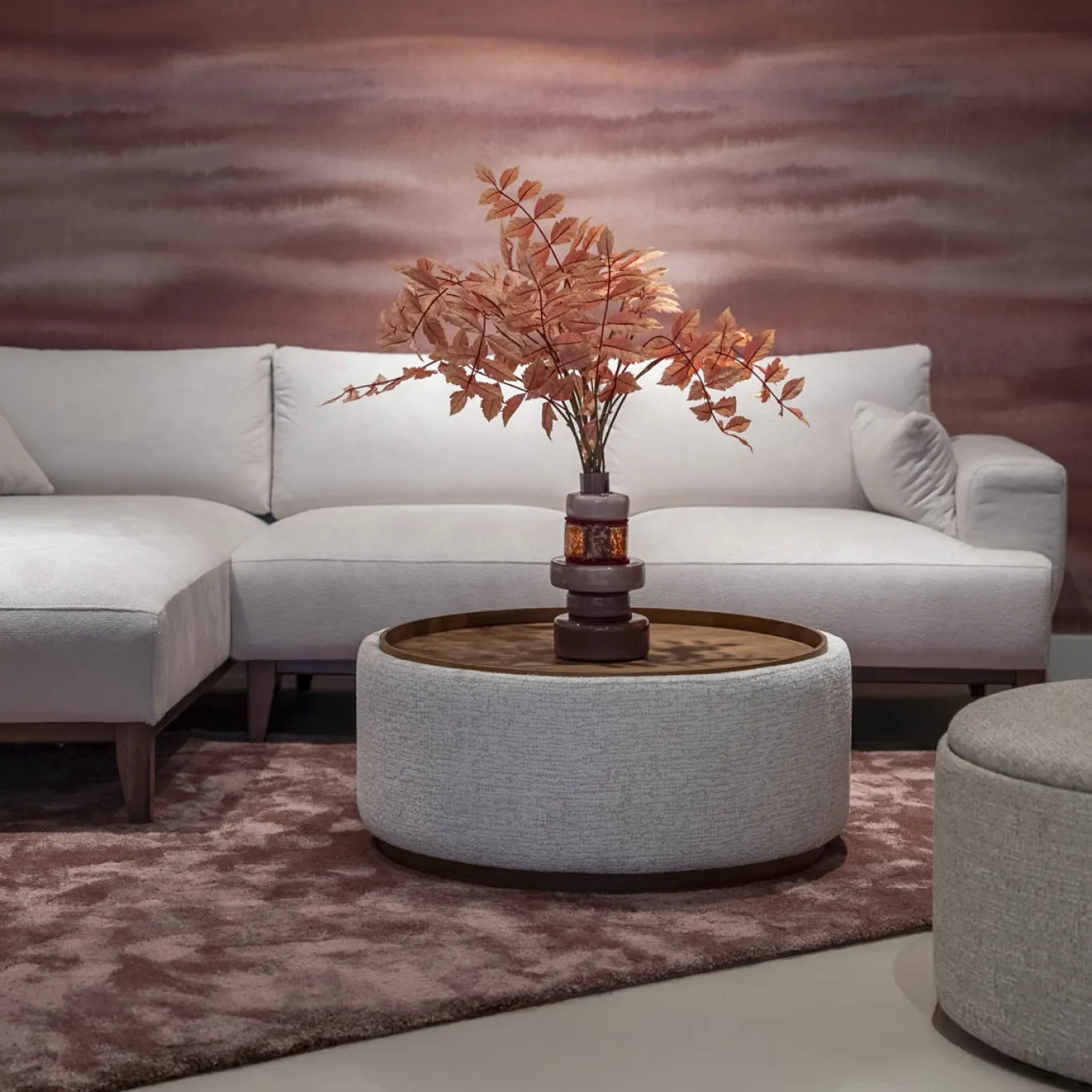 DÉJA Salontafel Marcia Beige/Walnoot Rond met Opbergruimte 83cm