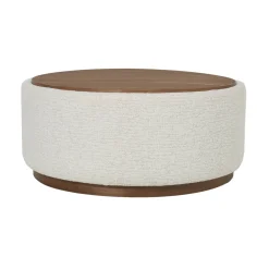 DÉJA Salontafel Marcia Beige/Walnoot Rond met Opbergruimte 83cm
