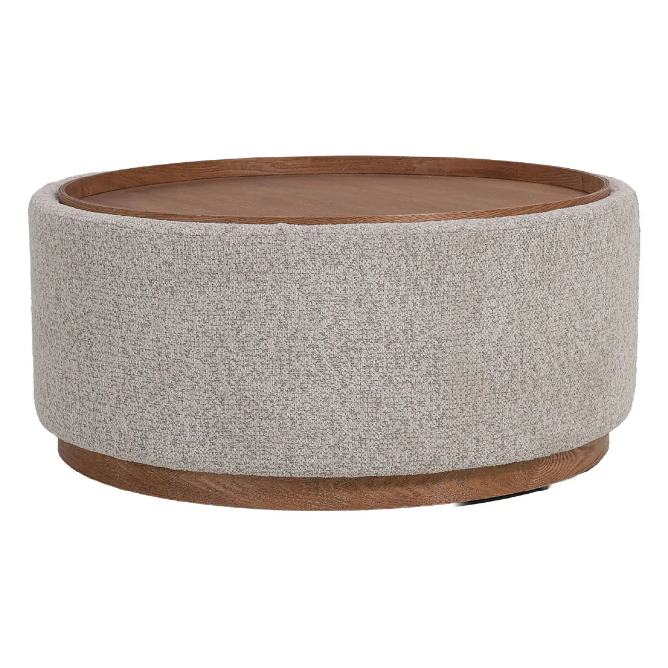 DÉJA Salontafel Marcia Taupe/Walnoot Rond met Opbergruimte 83cm