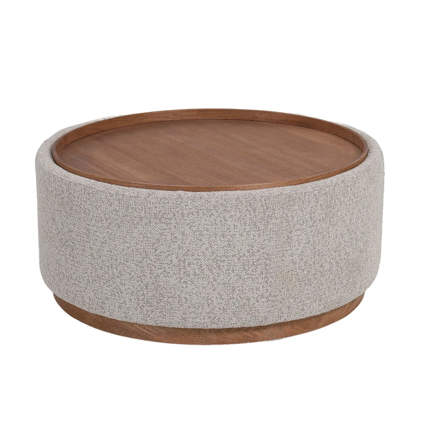 DÉJA Salontafel Marcia Taupe/Walnoot Rond met Opbergruimte 83cm
