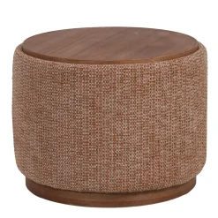 DÉJA Salontafel Marcia Terra/Walnoot Chenille Rond met Opbergruimte 55cm