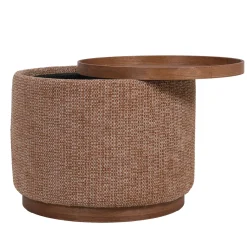 DÉJA Salontafel Marcia Terra/Walnoot Chenille Rond met Opbergruimte 55cm