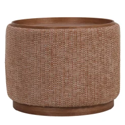 DÉJA Salontafel Marcia Terra/Walnoot Chenille Rond met Opbergruimte 55cm