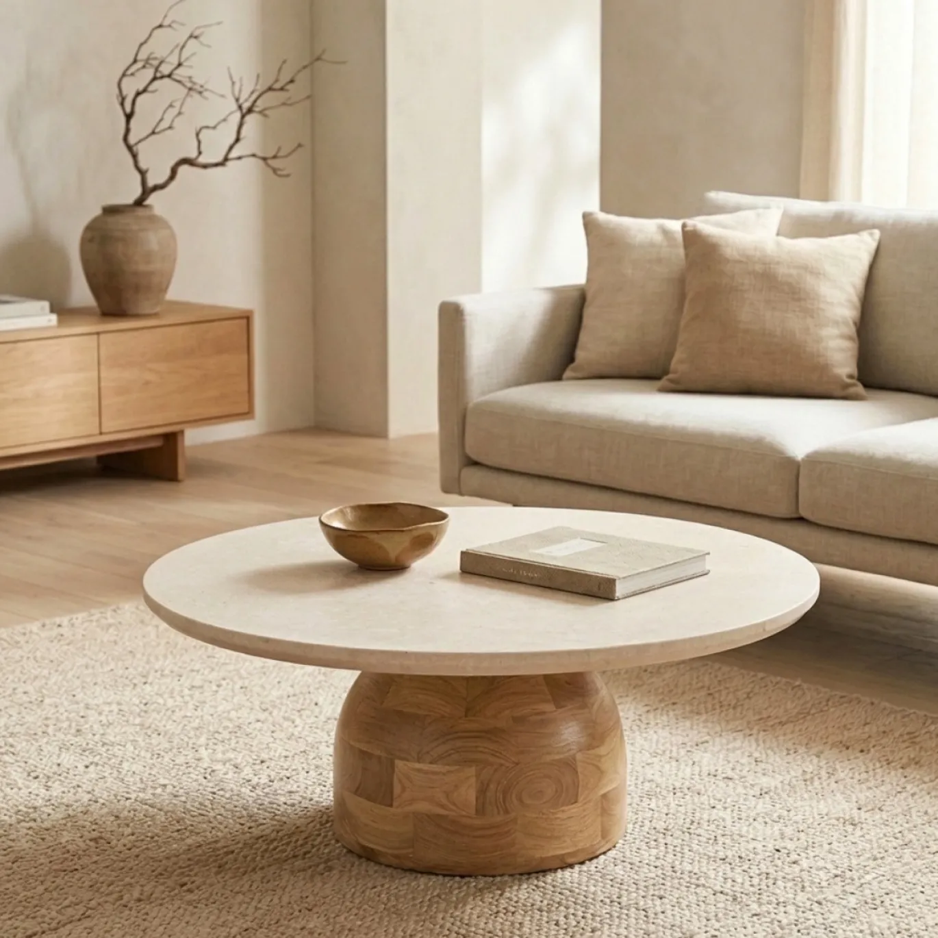 DÉJA Salontafel Miro Marmer Naturel Rond 90cm