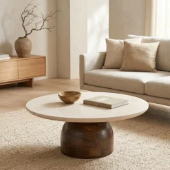 DÉJA Salontafel Miro Marmer Walnoot Rond 90cm