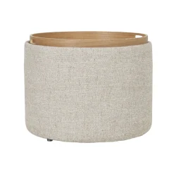 DÉJA Salontafel Zara Beige/Naturel Rond met Opbergruimte 55cm