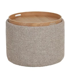 DÉJA Salontafel Zara Taupe/Naturel Rond met Opbergruimte 55cm