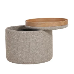 DÉJA Salontafel Zara Taupe/Naturel Rond met Opbergruimte 55cm
