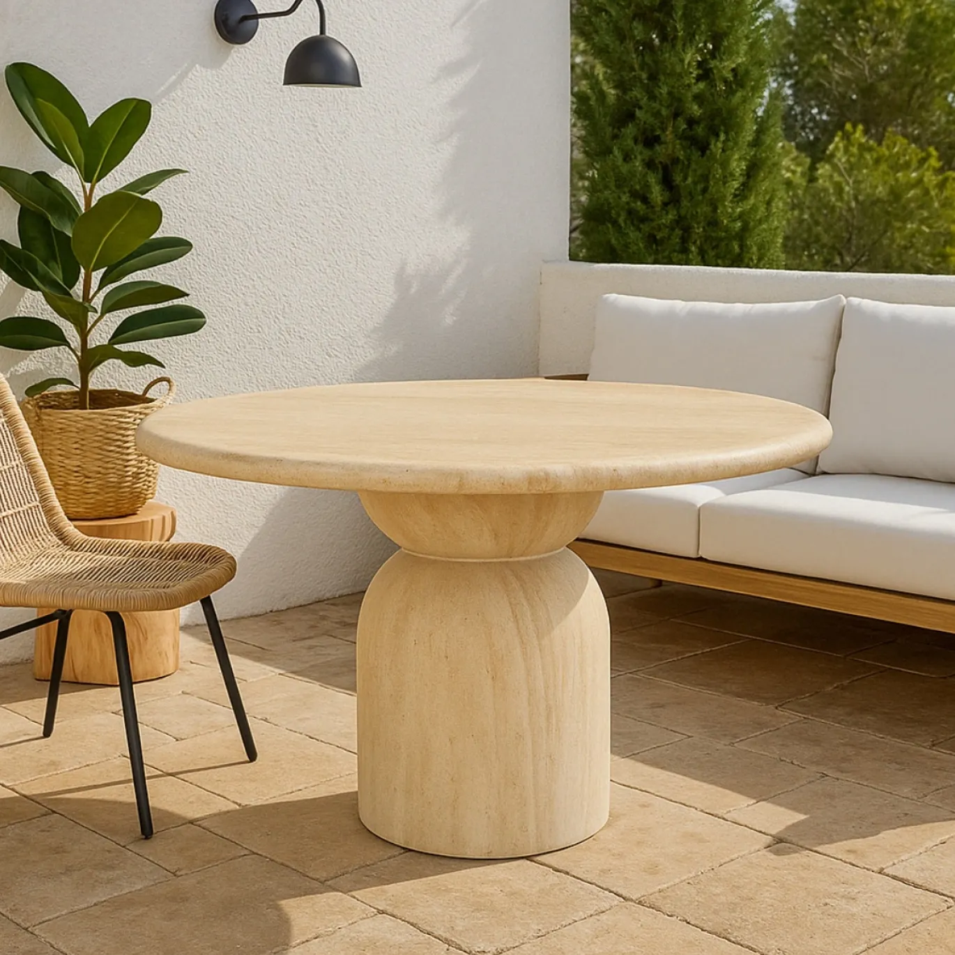 DÉJA Tuintafel Djurö Travertin Rond 130cm