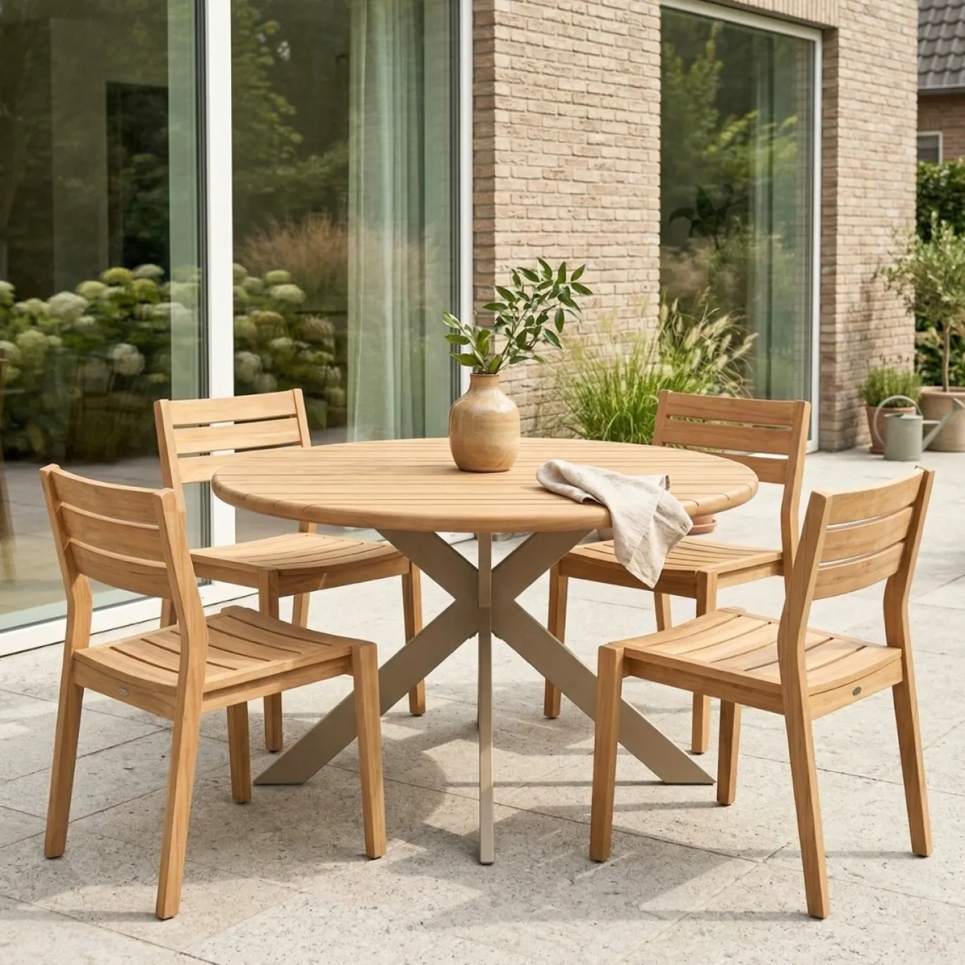 DÉJA Tuintafel Modena Naturel/Taupe Rond 135cm