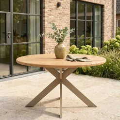 DÉJA Tuintafel Modena Naturel/Taupe Rond 135cm