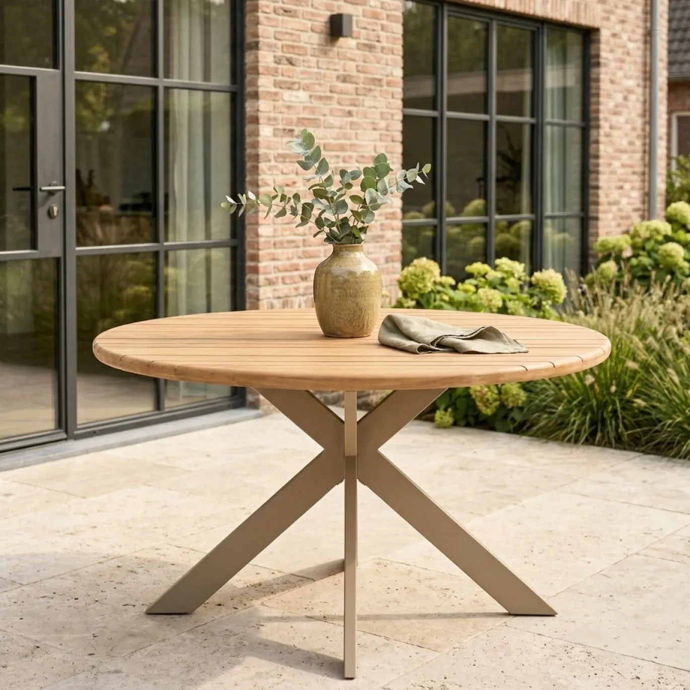DÉJA Tuintafel Modena Naturel/Taupe Rond 135cm