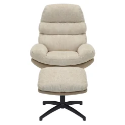 Draaifauteuil Liane Beige met Voetenbankje - Giga Meubel