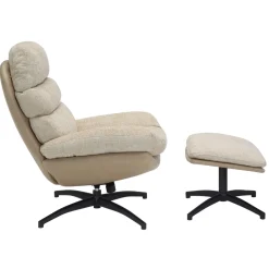 Draaifauteuil Liane Beige met Voetenbankje - Giga Meubel
