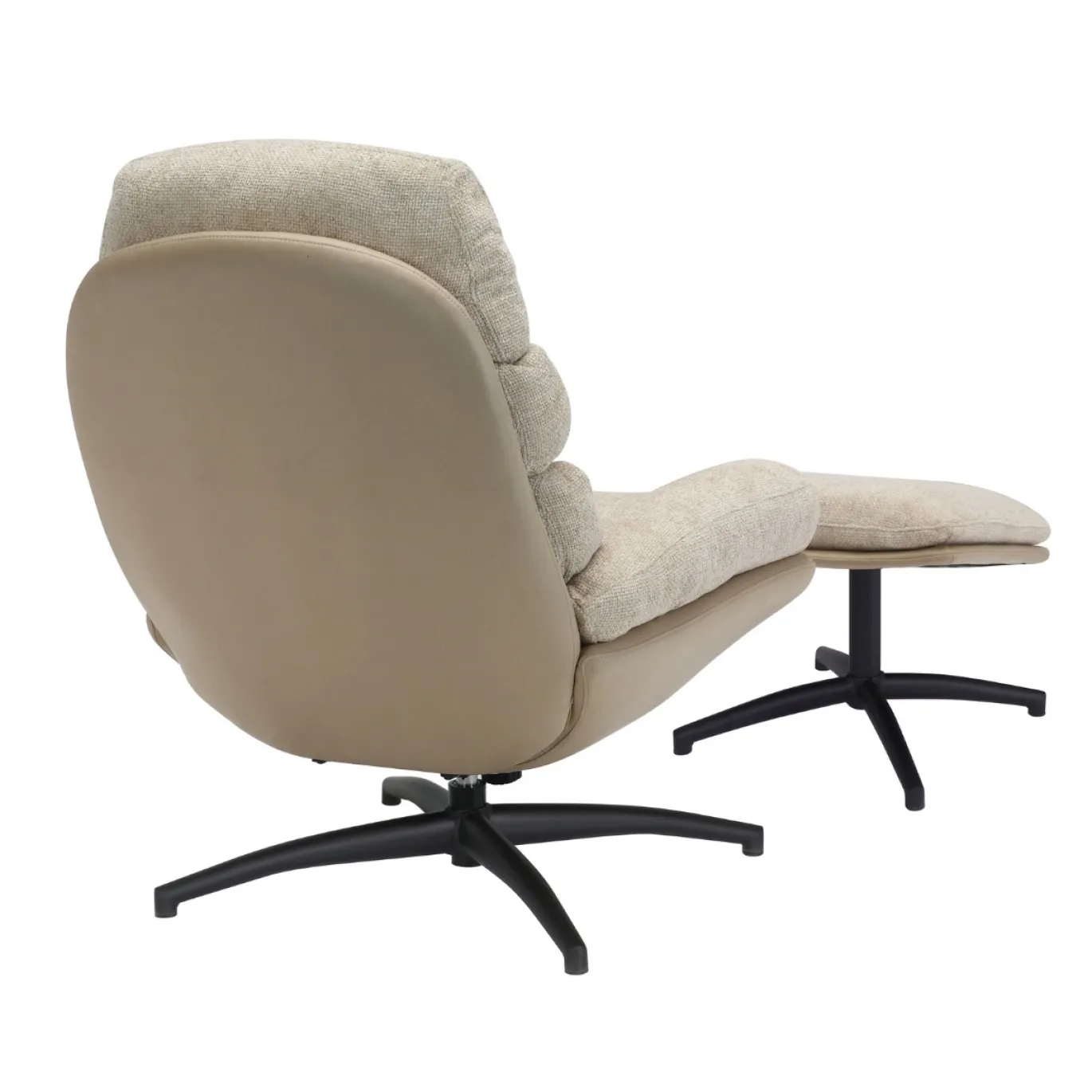 Draaifauteuil Liane Beige met Voetenbankje - Giga Meubel