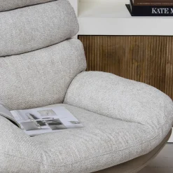Draaifauteuil Liane Beige met Voetenbankje - Giga Meubel