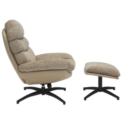 Draaifauteuil Liane Taupe met Voetenbankje - Giga Meubel