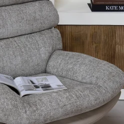 Draaifauteuil Liane Taupe met Voetenbankje - Giga Meubel