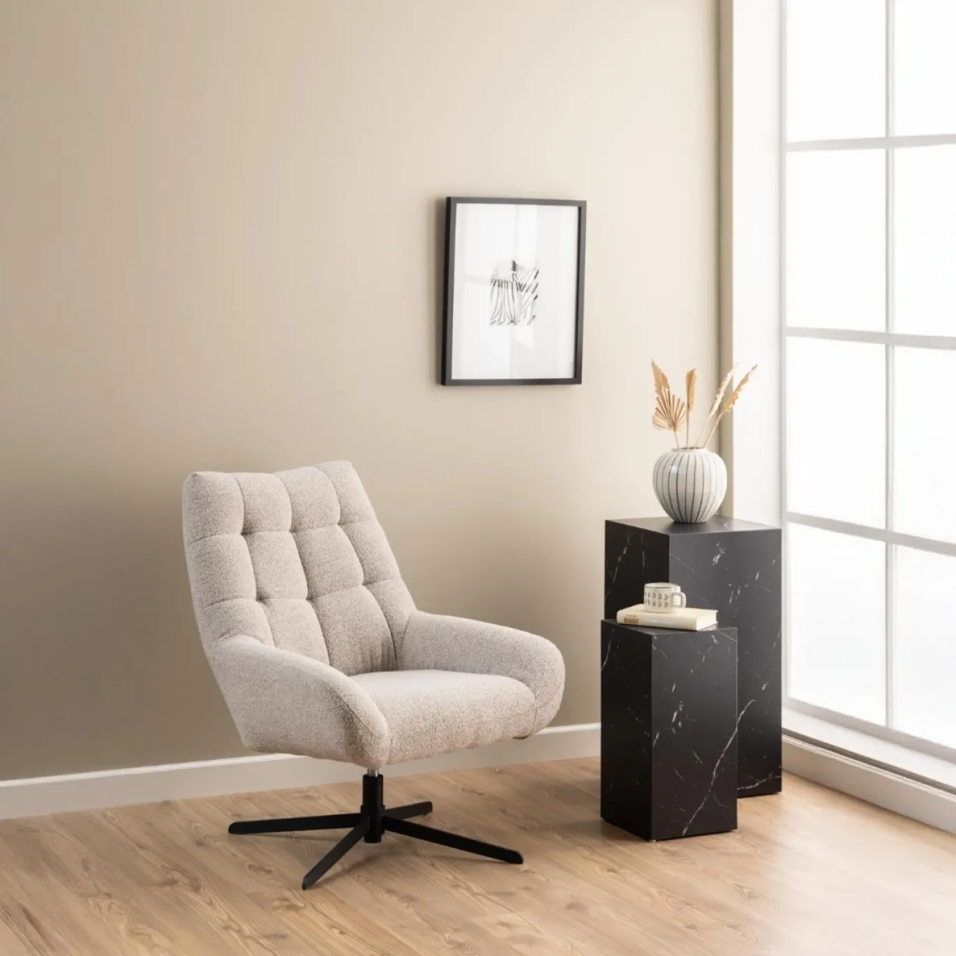 Draaifauteuil Sevilla Beige - Giga Living