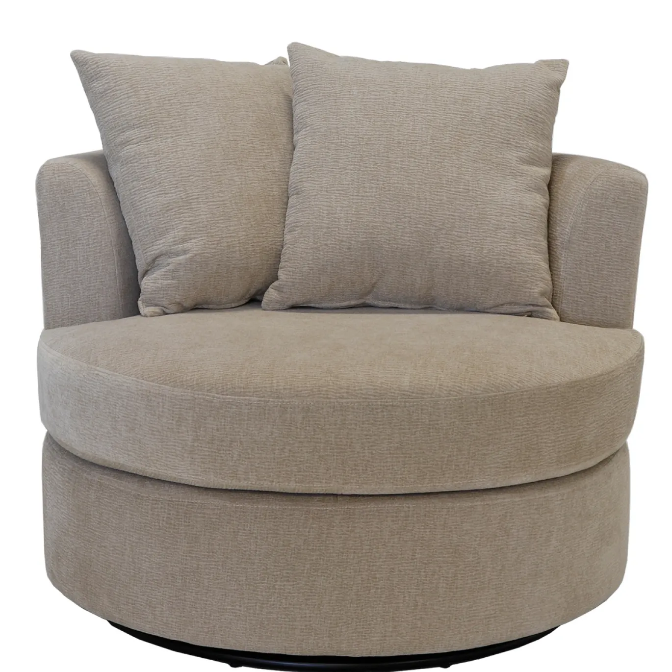 Draaifauteuil Thony Luxe Rond Taupe - Giga Meubel