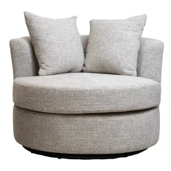Draaifauteuil Thony Rond Beige Chenille - Giga Meubel