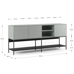 Dressoir Amira 3d2v 180cm Groen/zwart - Giga Meubel