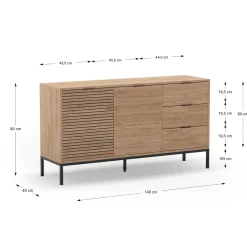 Dressoir Ariel 2d3L 140cm Naturel met Metaal - Giga Meubel