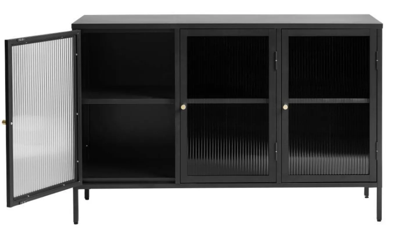 Dressoir Bronco Zwart Glas 3 Delen - Giga Living