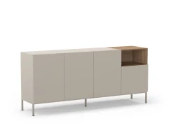 Dressoir Cailin 4d1h 180cm Crème/Naturel met Metaal - Giga Meubel