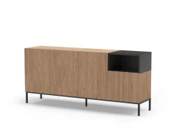 Dressoir Cailin 4d1h 180cm Naturel/zwart met Metaal - Giga Meubel