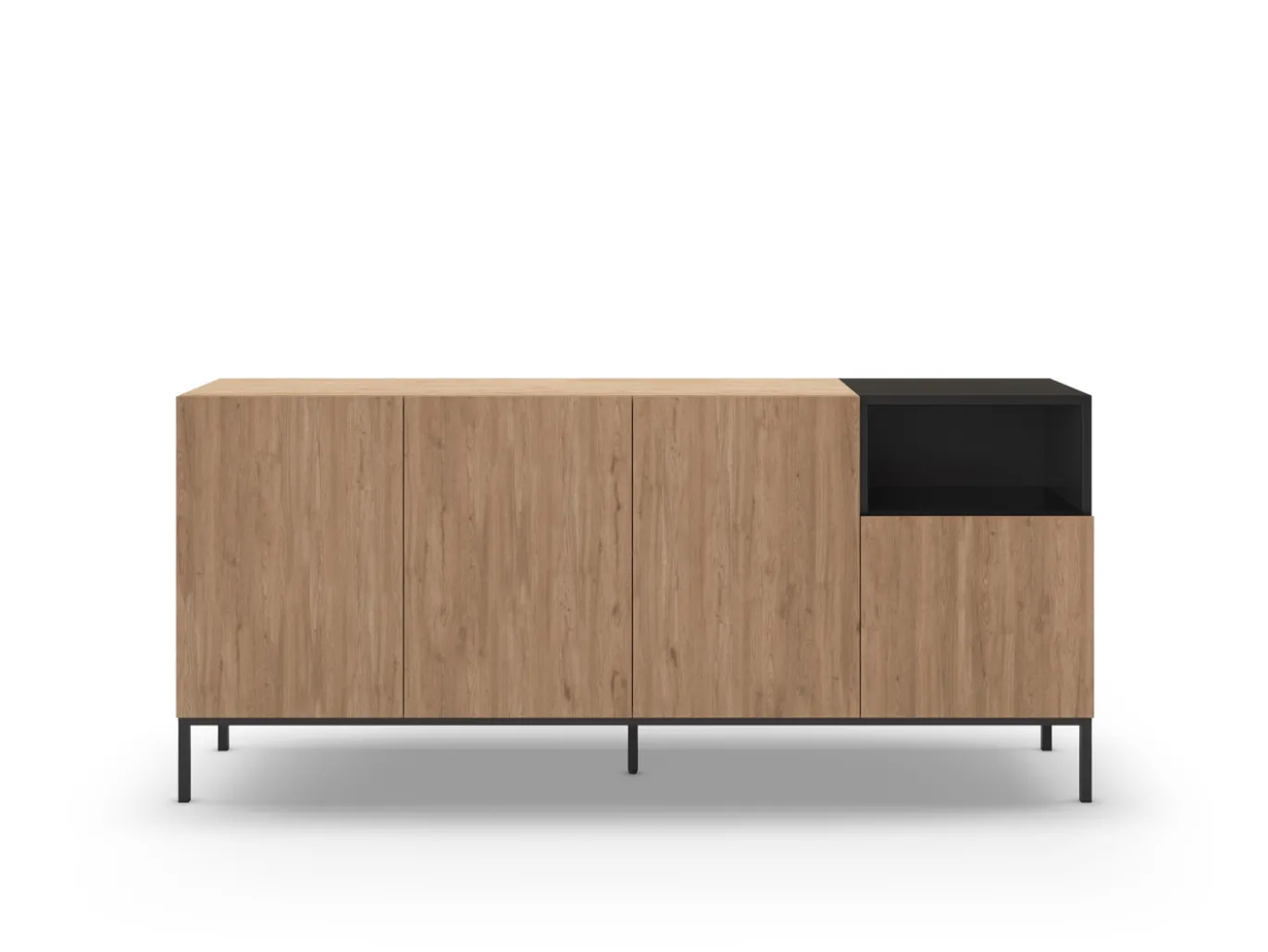Dressoir Cailin 4d1h 180cm Naturel/zwart met Metaal - Giga Meubel