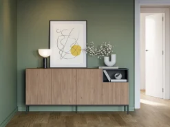 Dressoir Cailin 4d1h 180cm Naturel/zwart met Metaal - Giga Meubel