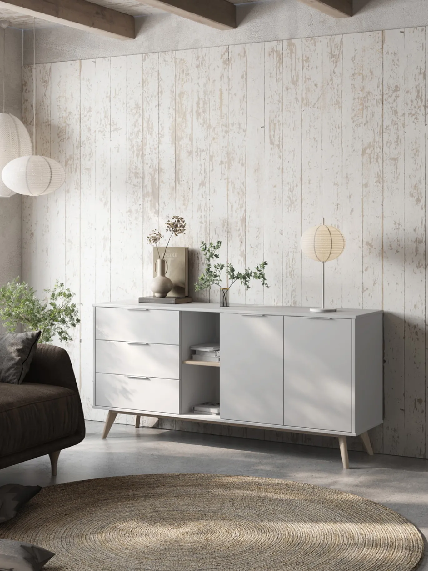 Dressoir Campus 2d2v3L Wit Wax - Giga Meubel