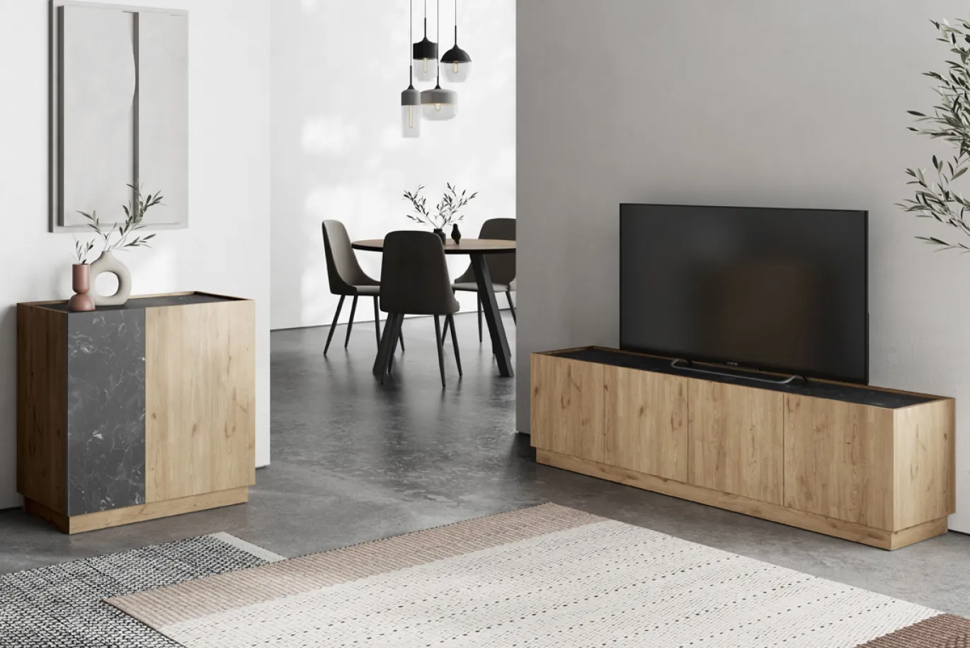 Dressoir Dione 2d Naturel/marmer Lotus - Giga Meubel