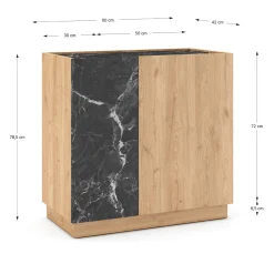 Dressoir Dione 2d Naturel/marmer Lotus - Giga Meubel