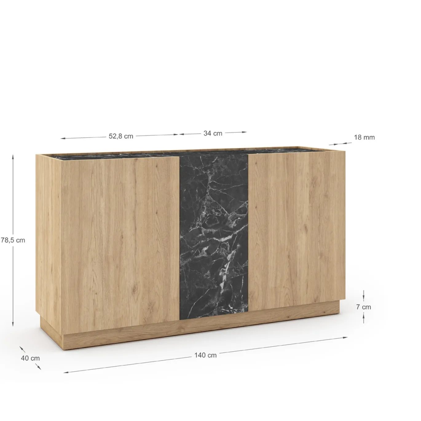 Dressoir Dione 3d Naturel/marmer Lotus - Giga Meubel