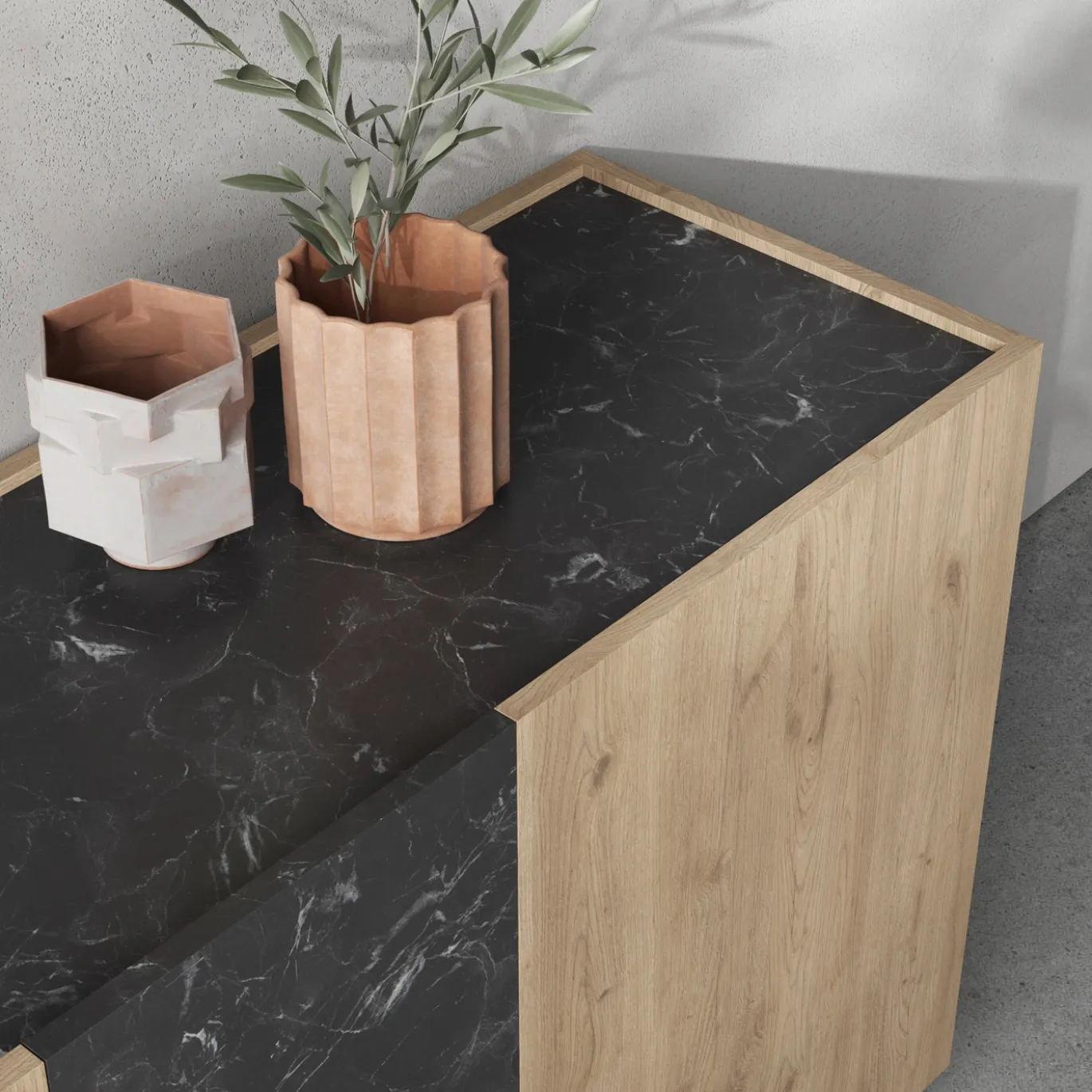 Dressoir Dione 3d Naturel/marmer Lotus - Giga Meubel